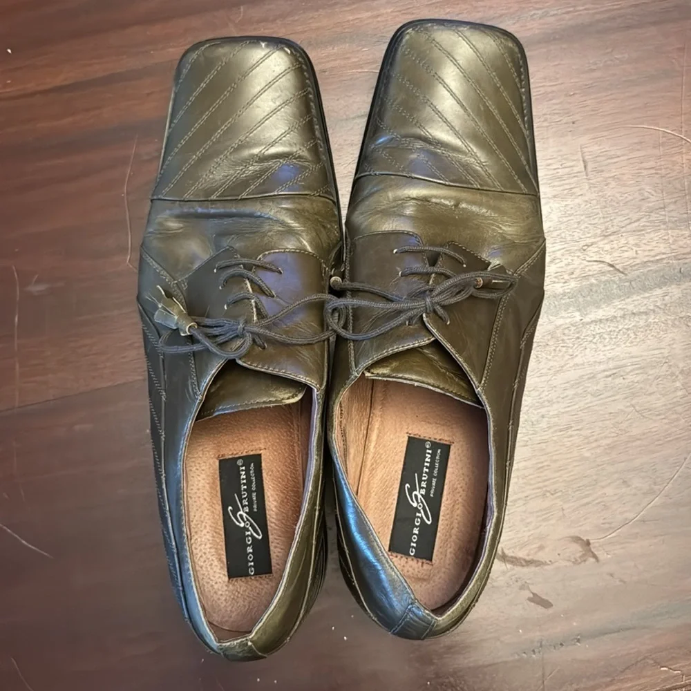 Giorgio Brutini Dark Green Leather Oxfords Classic Formal size 15
